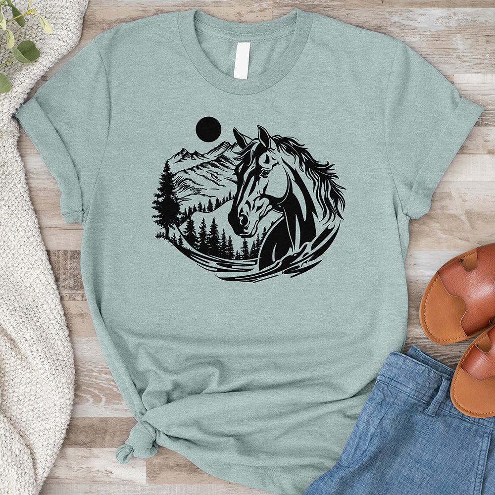 Horse Head With Mountains Tee