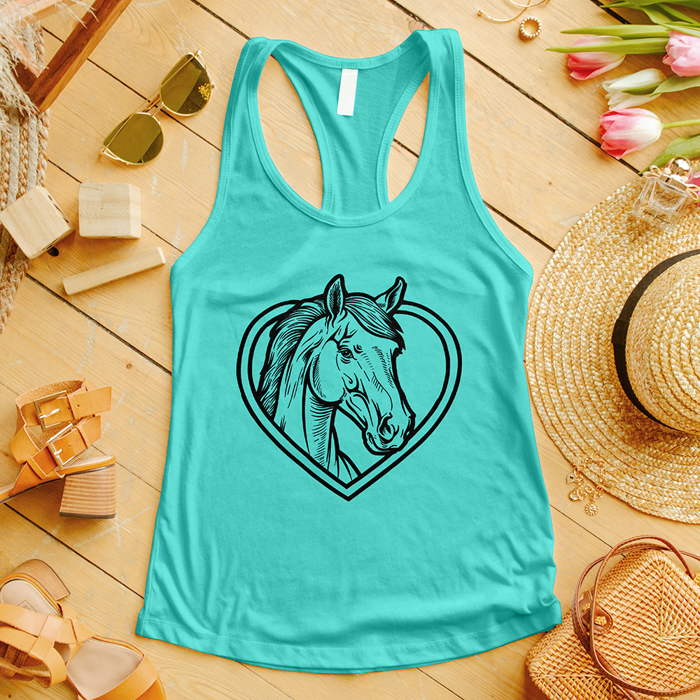 Horse Head Inside a Heart Tank Top