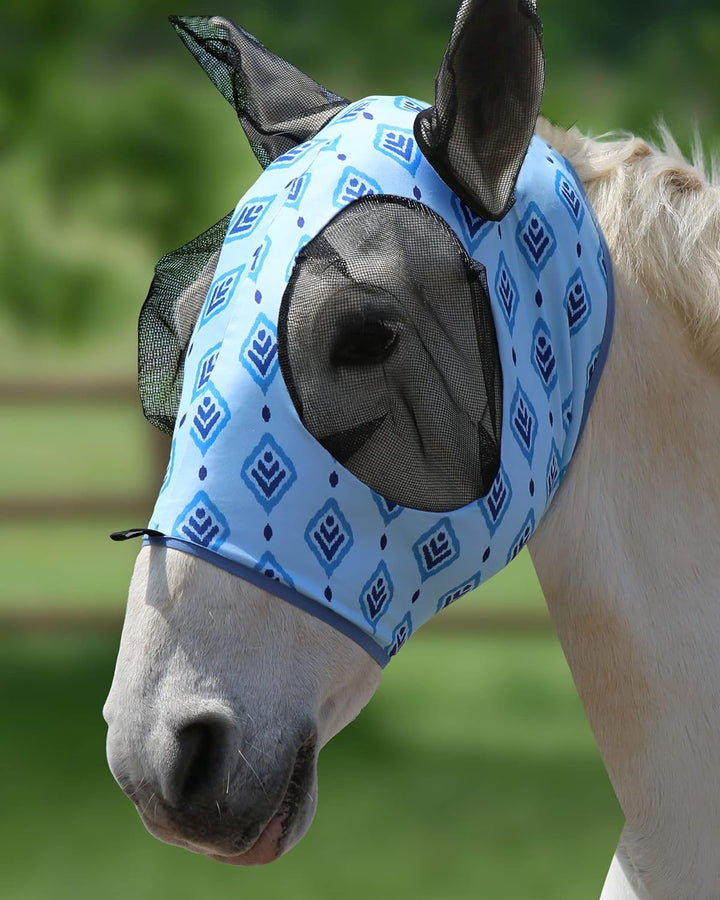 Harrison Howard Super Comfort Stretchy Fly Mask Large Eye Space with UV Protection Soft on Skin with Breathability Navy Blue Cob (Medium)