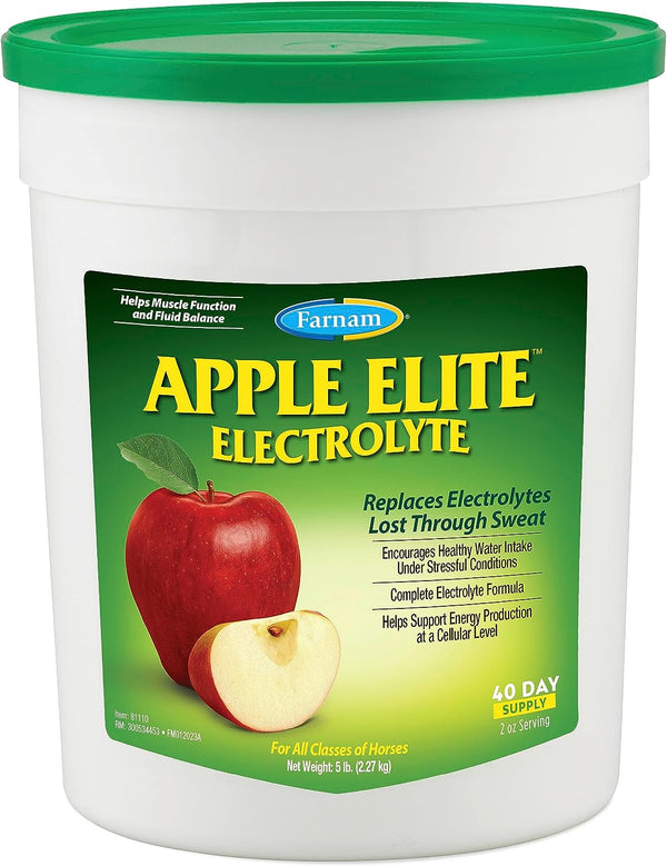 Apple Elite Horse Electrolyte Powder, Replaces Minerals Lost in Sweat during Exercise, Extreme Weather & Stressful Conditions, 5 Lb., 40 Day Supply