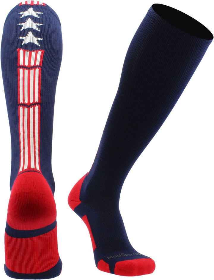 Madsportsstuff Patriot USA Flag Stars and Stripes over the Calf Socks