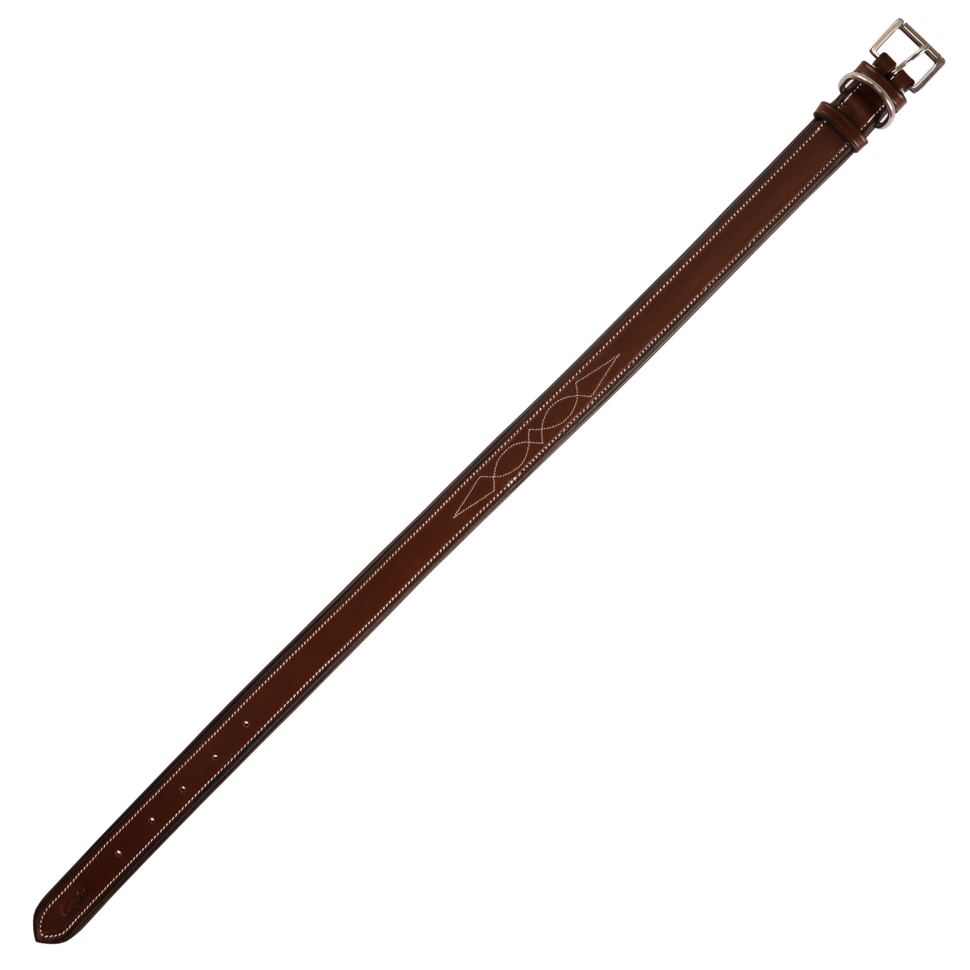 ExionPro Fancy Stitched Padded Leather Dog Collar - Brown Padding