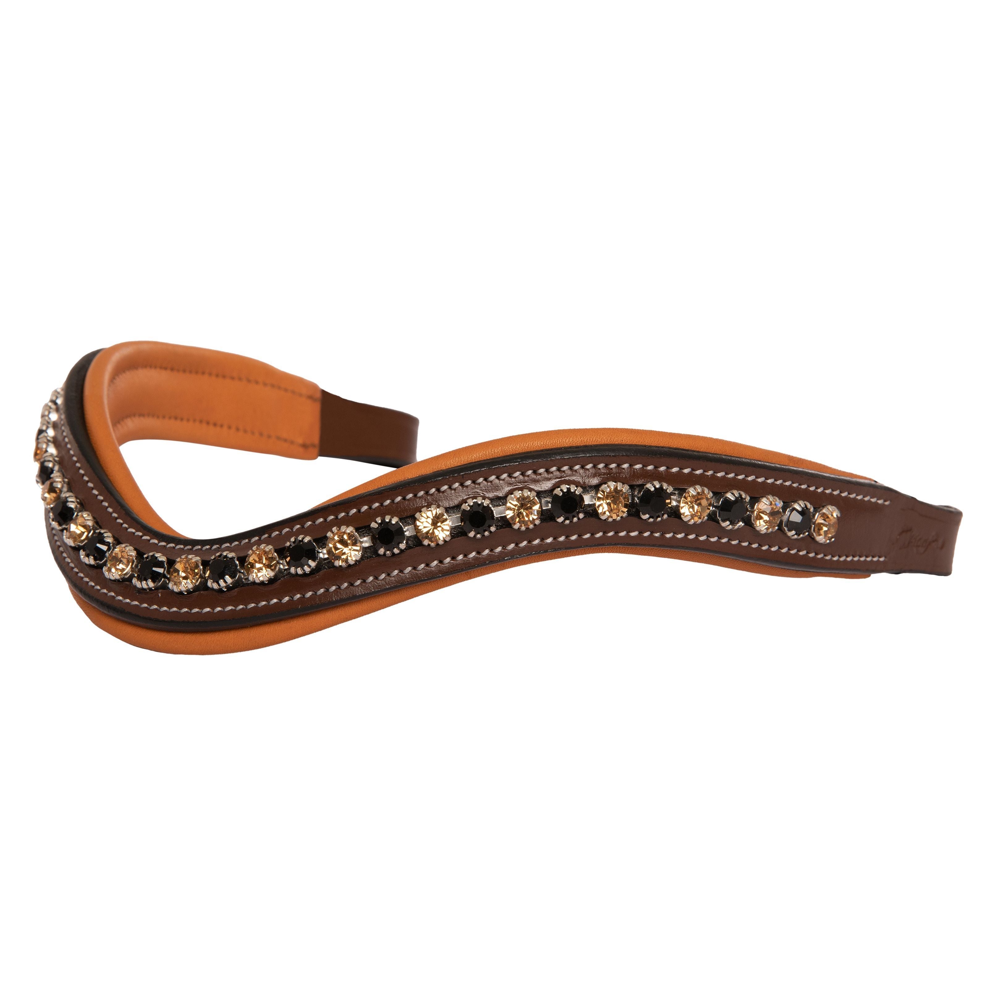 ExionPro Large Dual Coloured Glittering Black, Golden Crystal Browband