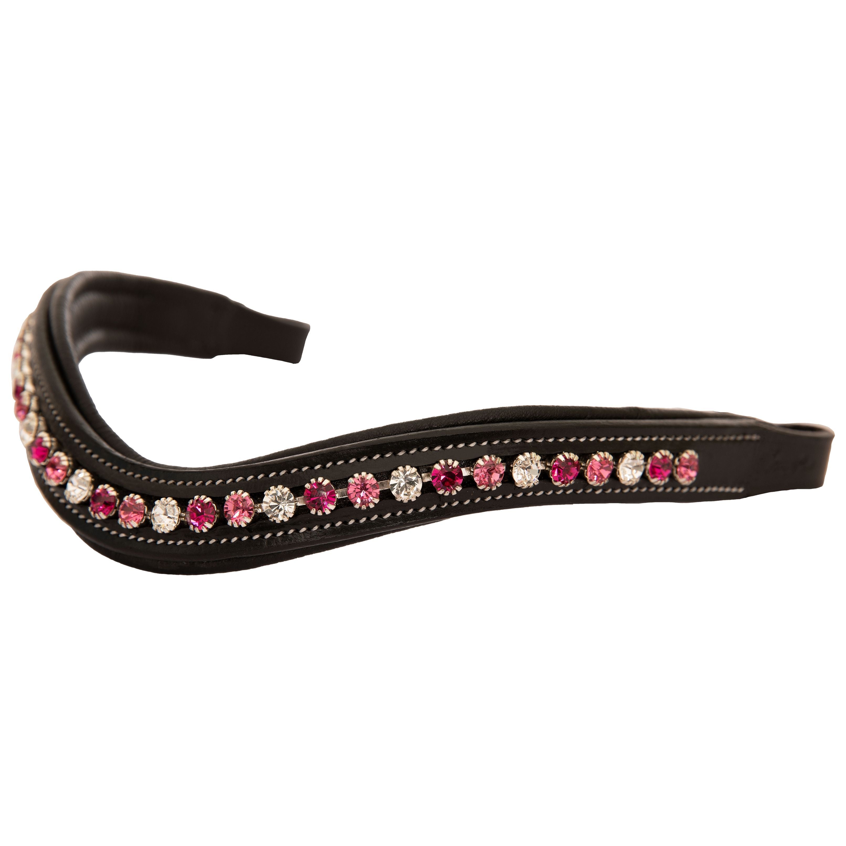 ExionPro Designer Clear Light Pink & Maroon linked Crystal Browband