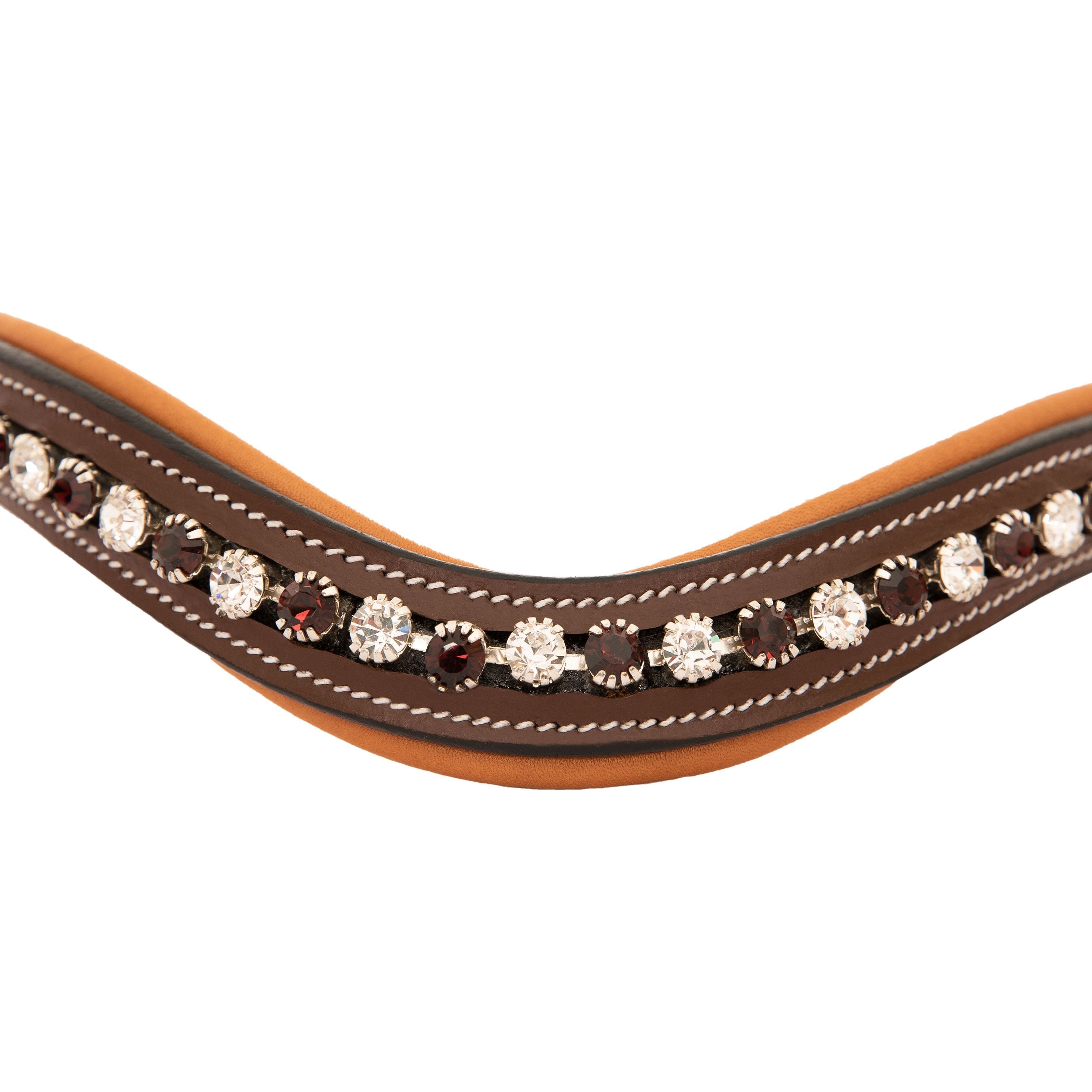 ExionPro Elegant Soft Padded Clear Crystal, Burgundy Colored Crystal Browband