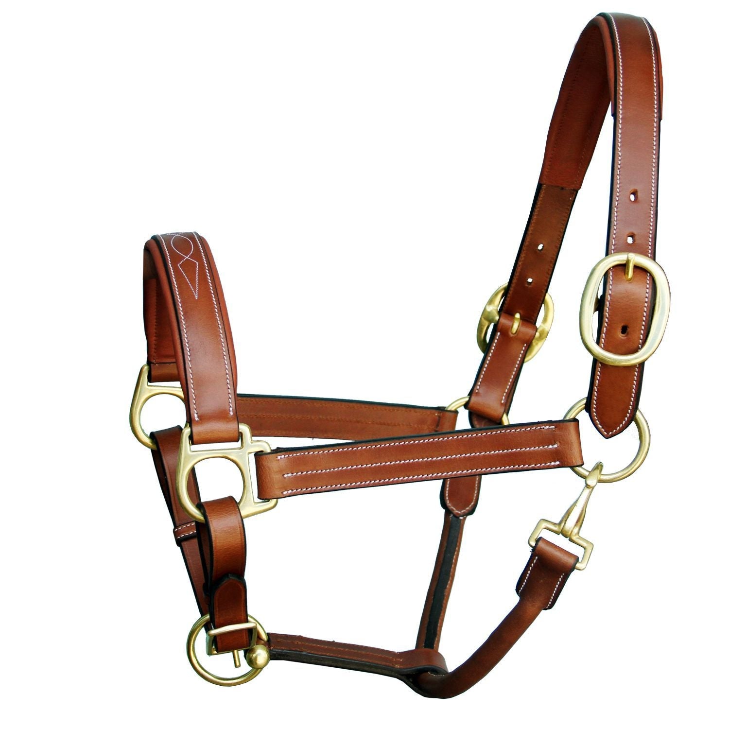 ExionPro Triple Stitched Leather Halter - Brass Hardware