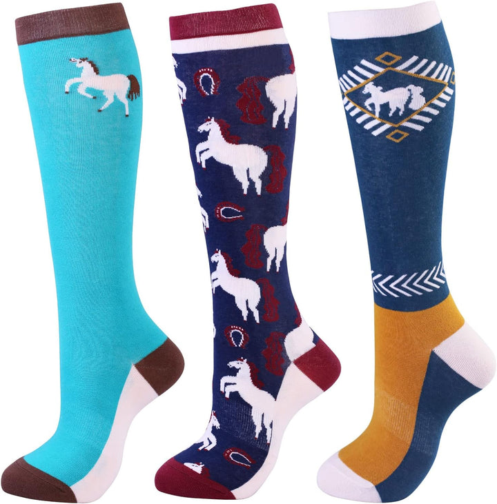 Harrison Howard 3 Pairs Premium Quality Equestrian Riding Socks for Horse Riding &Tall Boot Knee High Socks for Women