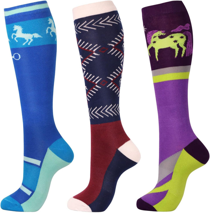 Harrison Howard 3 Pairs Premium Quality Equestrian Riding Socks for Horse Riding &Tall Boot Knee High Socks for Women