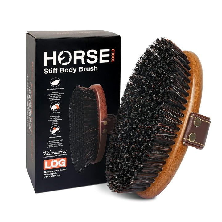 World Class Handmade Equine Stiff Body Horse Brush. Professional Equine Grooming Tools. Effortlessly Removes Mud, Sweat and Dirt from Your Horses Hair.