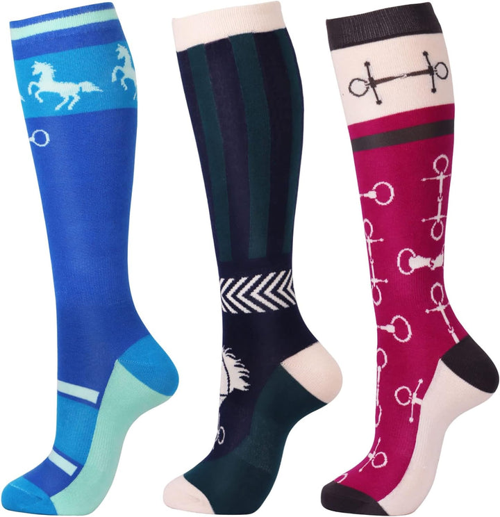 Harrison Howard 3 Pairs Premium Quality Equestrian Riding Socks for Horse Riding &Tall Boot Knee High Socks for Women