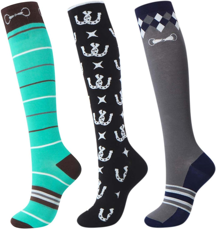 Harrison Howard 3 Pairs Premium Quality Equestrian Riding Socks for Horse Riding &Tall Boot Knee High Socks for Women