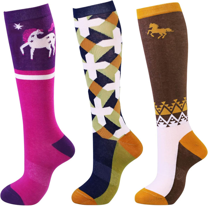 Harrison Howard 3 Pairs Premium Quality Equestrian Riding Socks for Horse Riding &Tall Boot Knee High Socks for Women