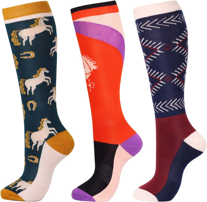 Harrison Howard 3 Pairs Premium Quality Equestrian Riding Socks for Horse Riding &Tall Boot Knee High Socks for Women