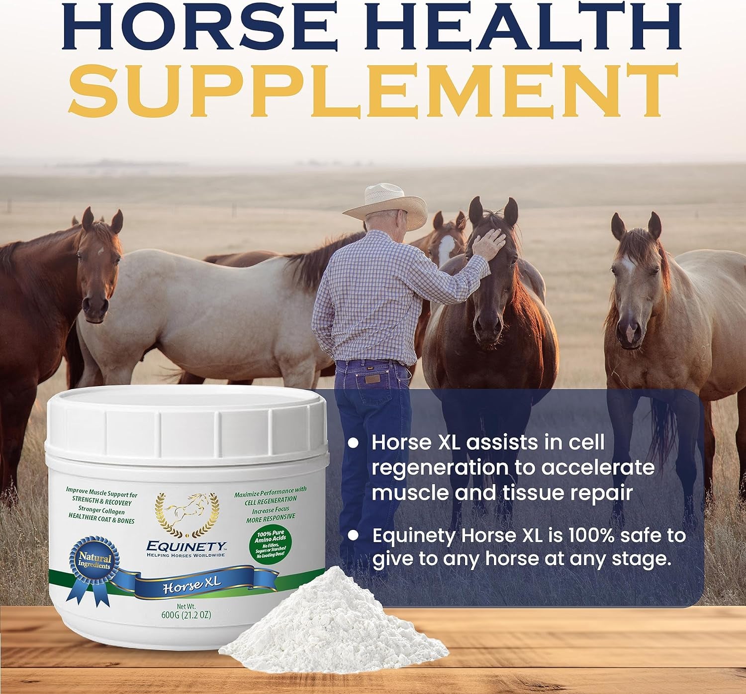 100-Day Supply Horse XL Horse Supplements – Horse Care W/ 8 Essential Amino Acids to Promote Cellular Repair - No Soy or Sugar Coat Defense for Horses - Horse Joint Supplement & Horse Hoof Supplements