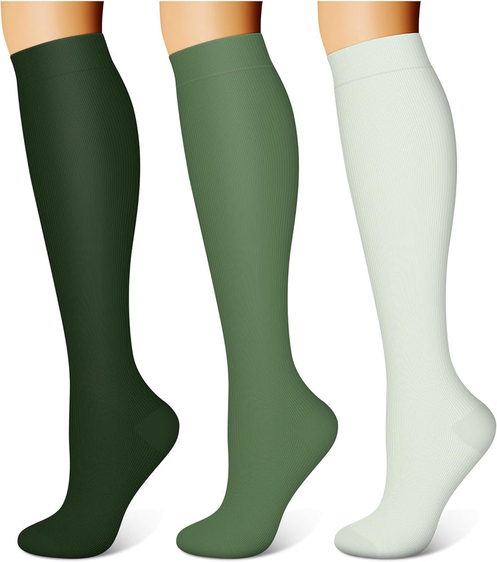 3 Pairs Compression Socks for Women & Men 15-20 Mmhg,Best Support for Nurses Running Hiking