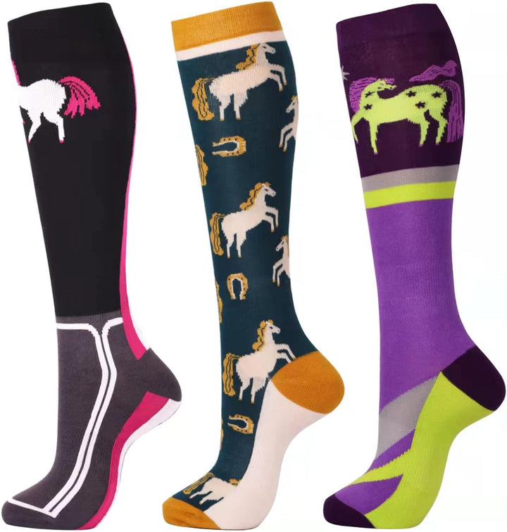 Harrison Howard 3 Pairs Premium Quality Equestrian Riding Socks for Horse Riding &Tall Boot Knee High Socks for Women