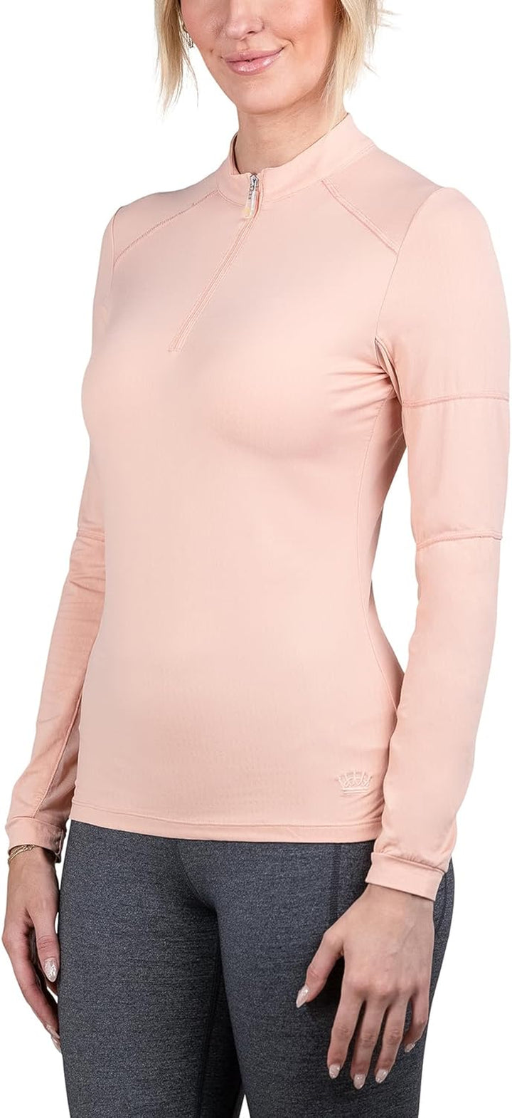 Solid Base Layer Activewear | Long Sleeve Sun Protection | 1/4 Zip Womens Golf, Equestrian, Outdoor Apparel