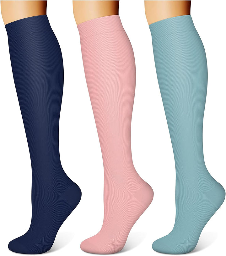 3 Pairs Compression Socks for Women & Men 15-20 Mmhg,Best Support for Nurses Running Hiking