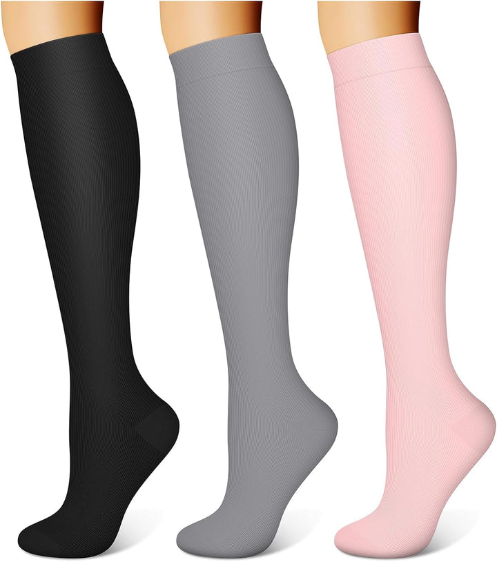 3 Pairs Compression Socks for Women & Men 15-20 Mmhg,Best Support for Nurses Running Hiking