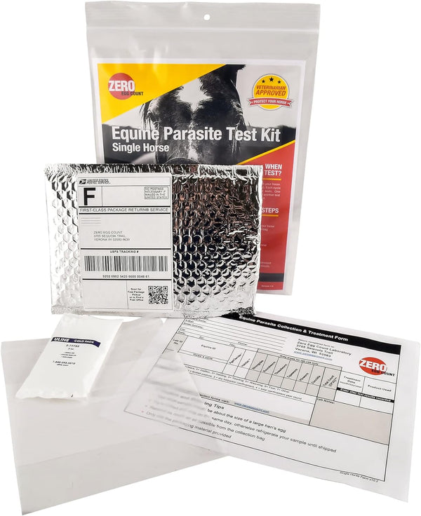 Equine Parasite Worm Mail-In Test Kit and Laboratory Services for Detecting Harmful Internal Parasites and Worms in Horses and Evaluating Equine Worming/Deworming Programs.