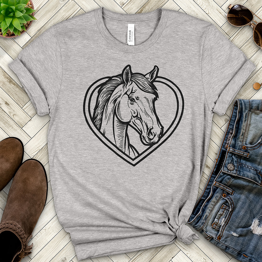 Horse Head Inside a Heart Tee