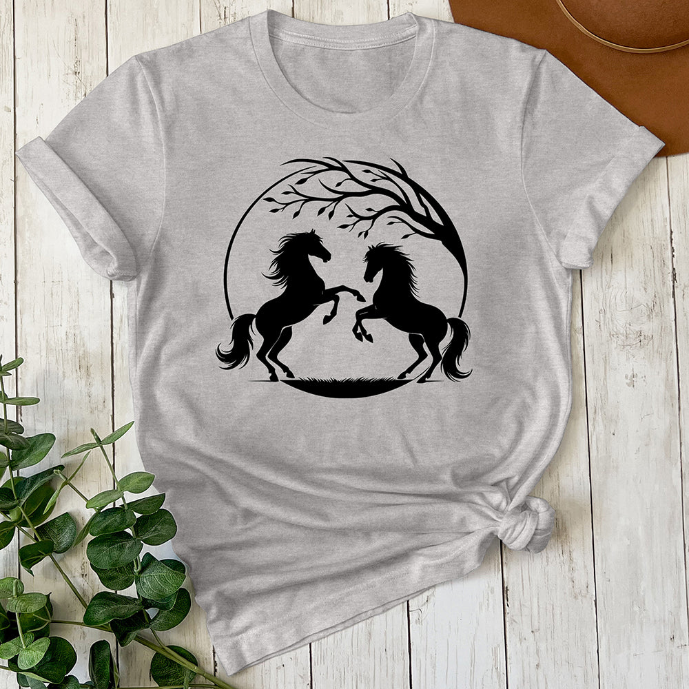 Horses with a Tree Branch Tee