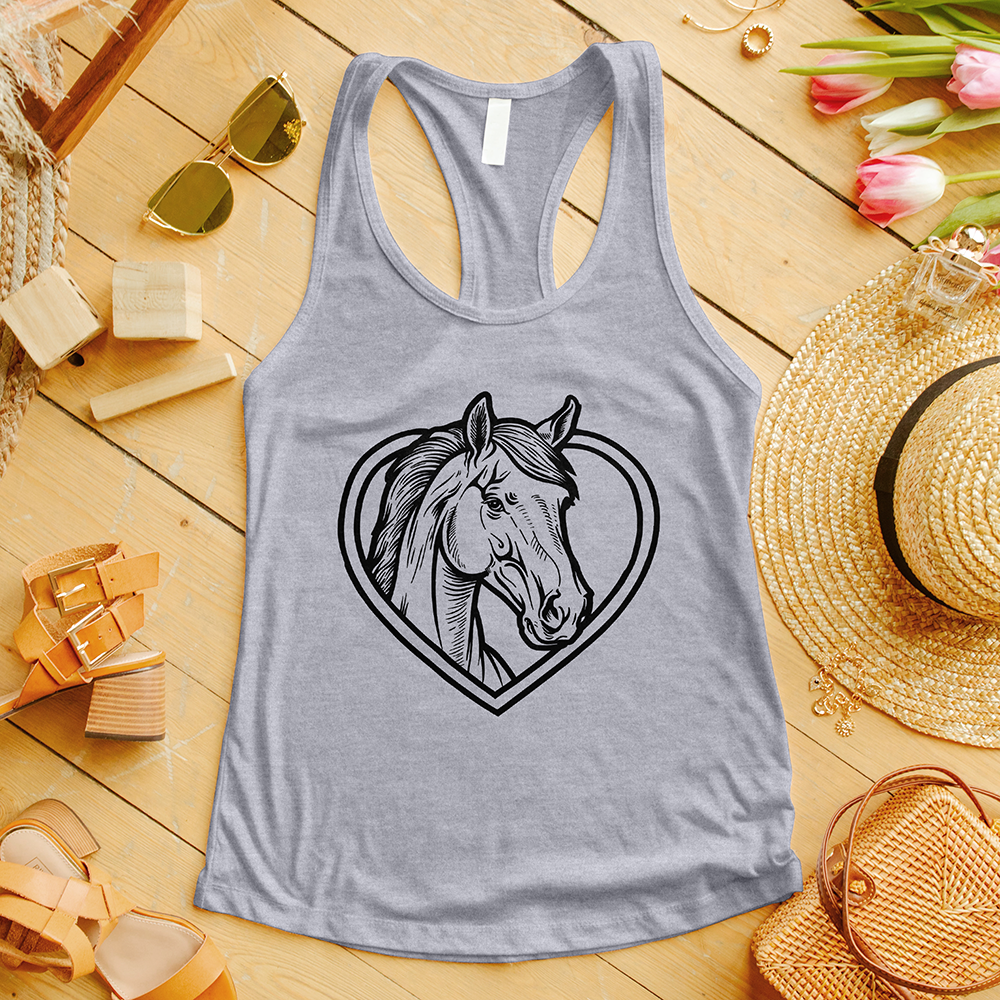 Horse Head Inside a Heart Tank Top