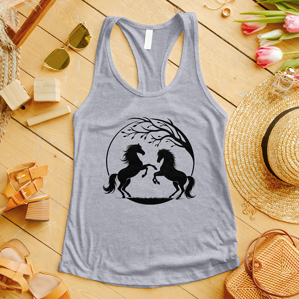 Horses With a Tree Branch Tank Top