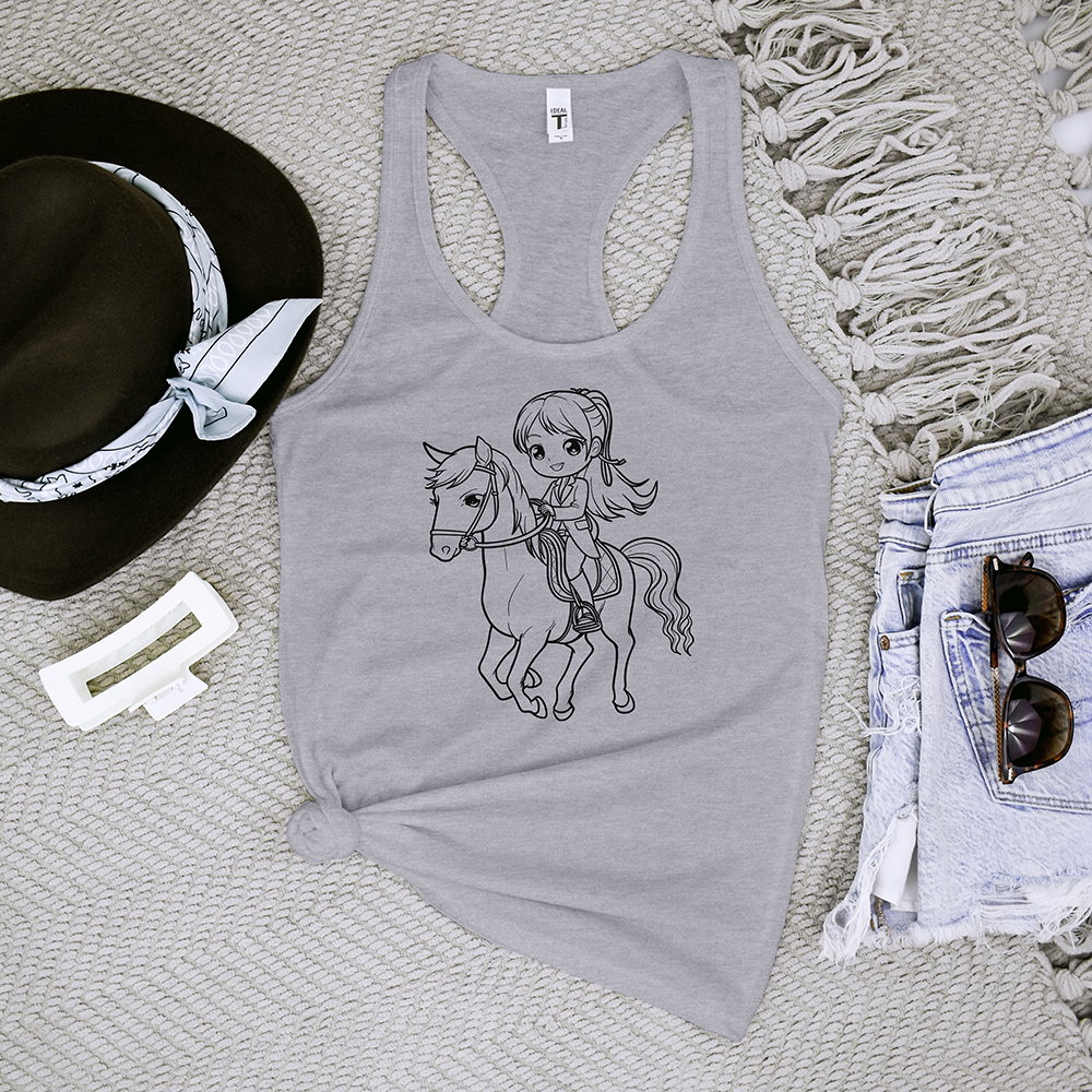 Girl Riding Horse Tank Top