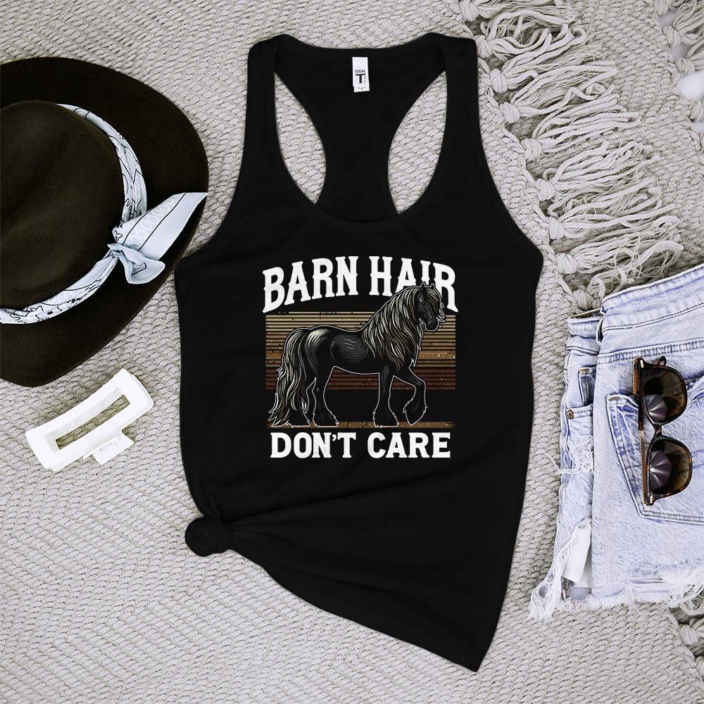 Barn Hair, Don't Care Black Tank Top
