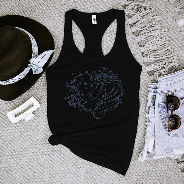 Horse Heart With Flowers Tank Top