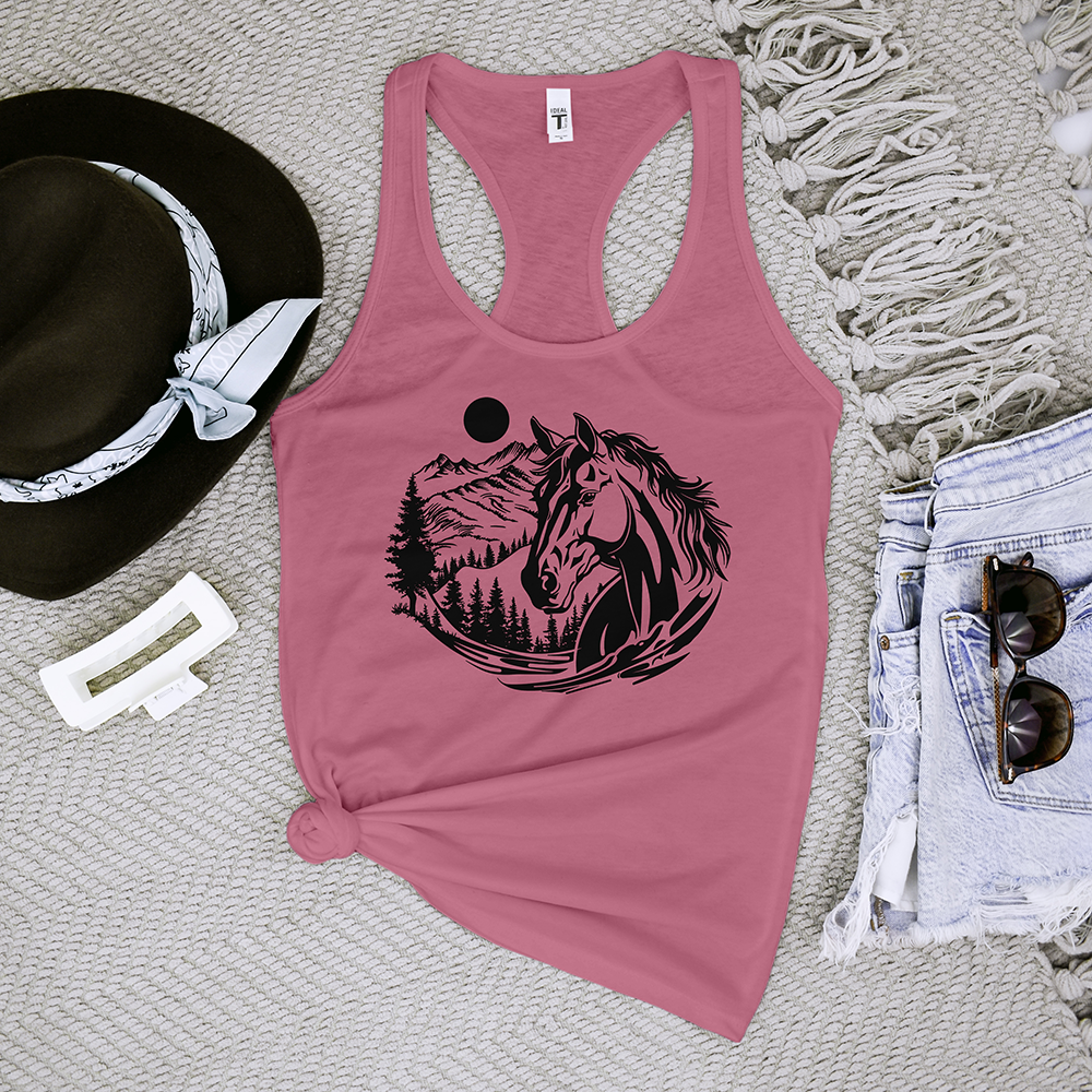 Horse Head With Mountains Tank Top