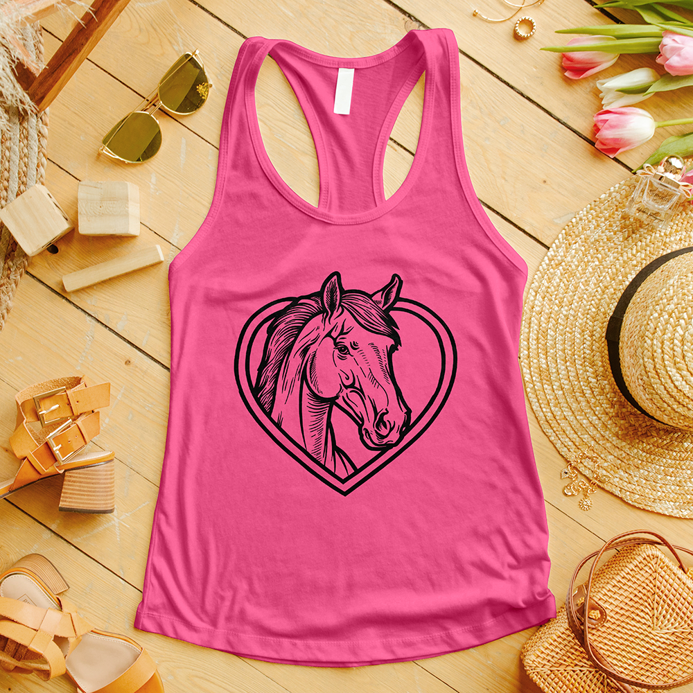 Horse Head Inside a Heart Tank Top