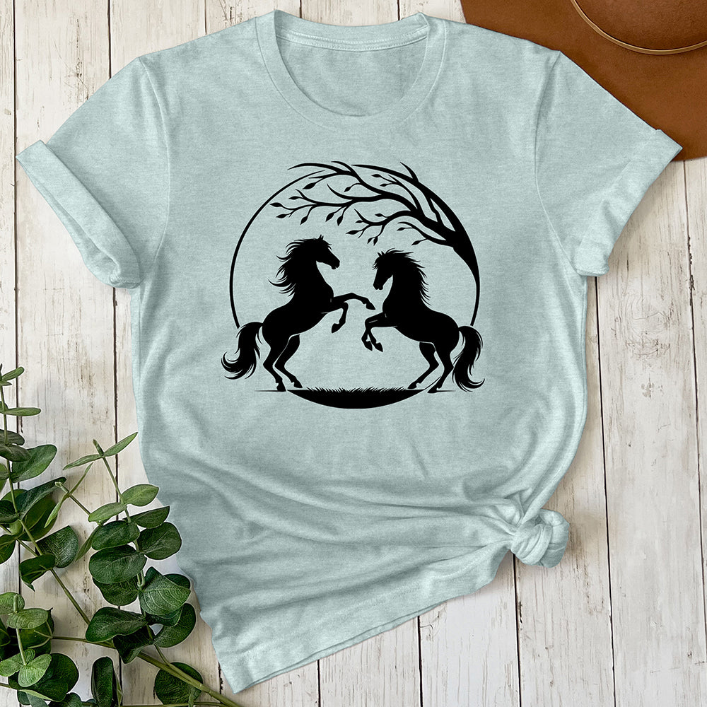 Horses with a Tree Branch Tee