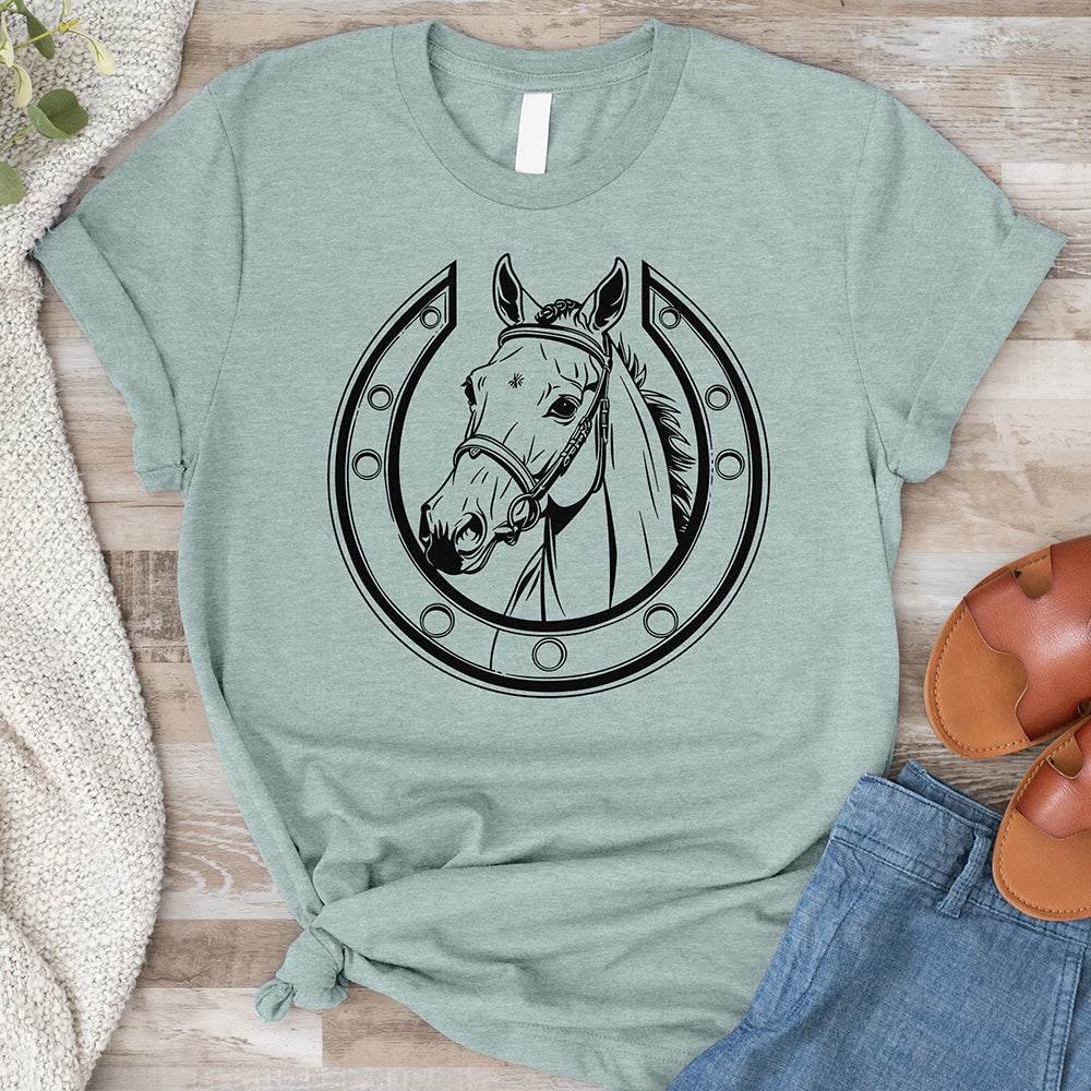 Horses Head Inside a Horseshoe Tee
