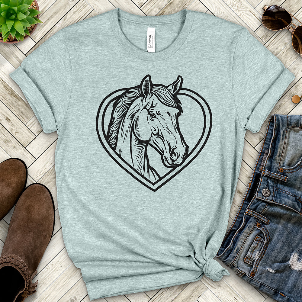 Horse Head Inside a Heart Tee