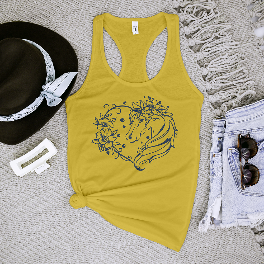 Horse Heart With Flowers Tank Top