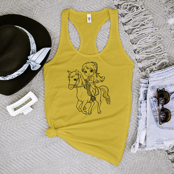 Girl Riding Horse Tank Top