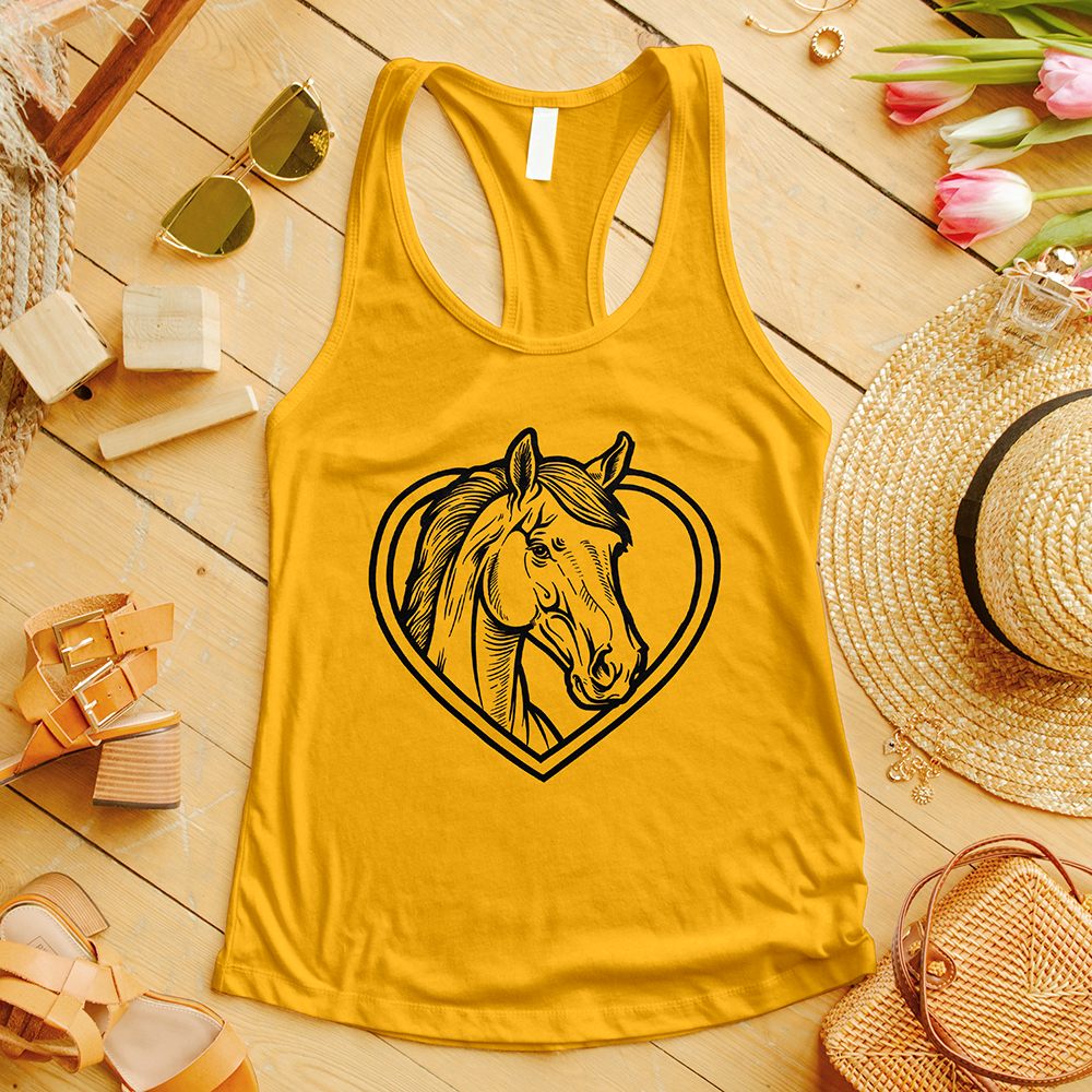 Horse Head Inside a Heart Tank Top