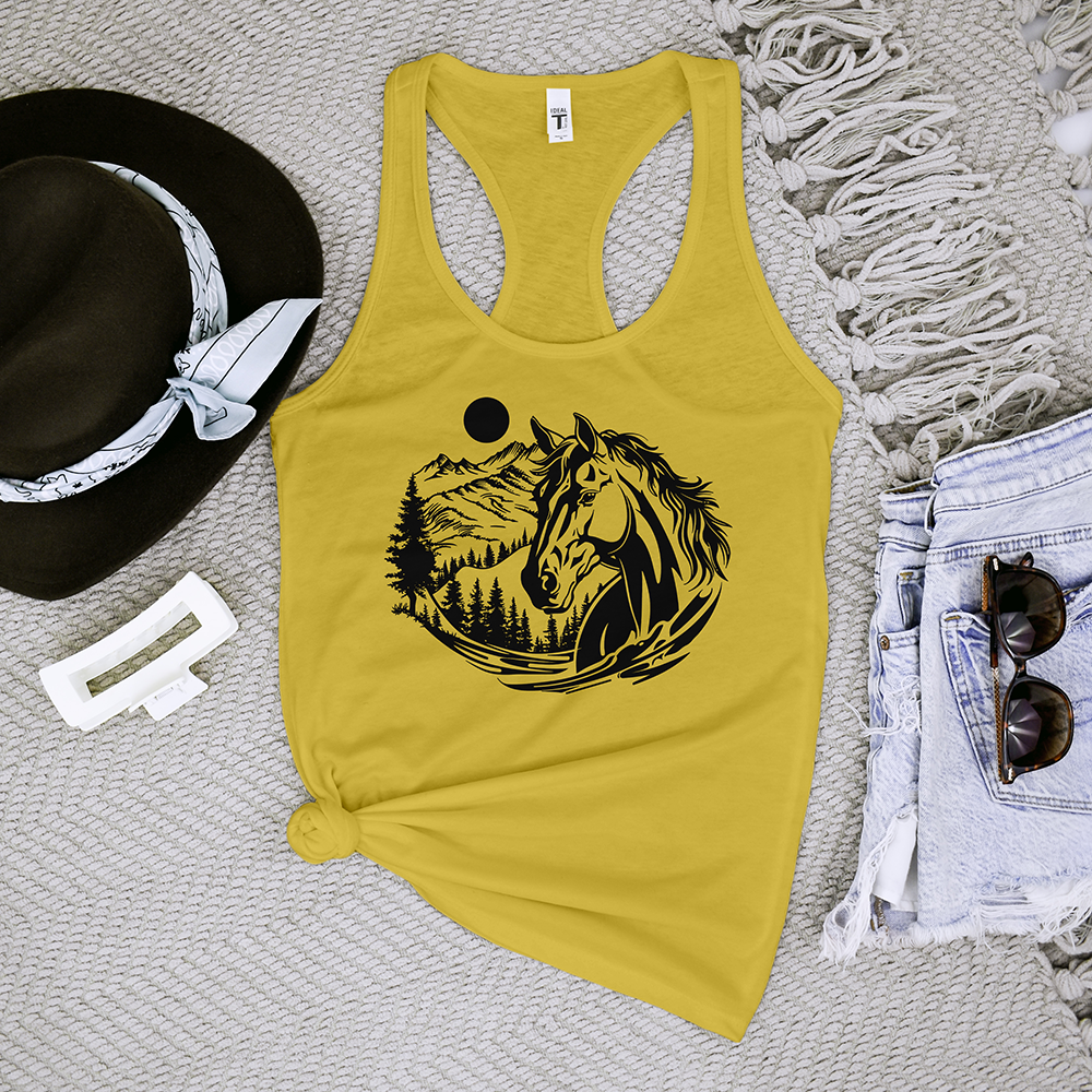 Horse Head With Mountains Tank Top