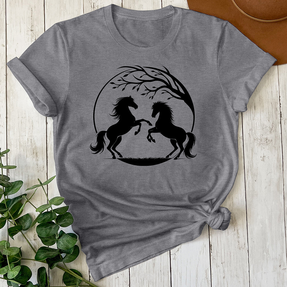 Horses with a Tree Branch Tee