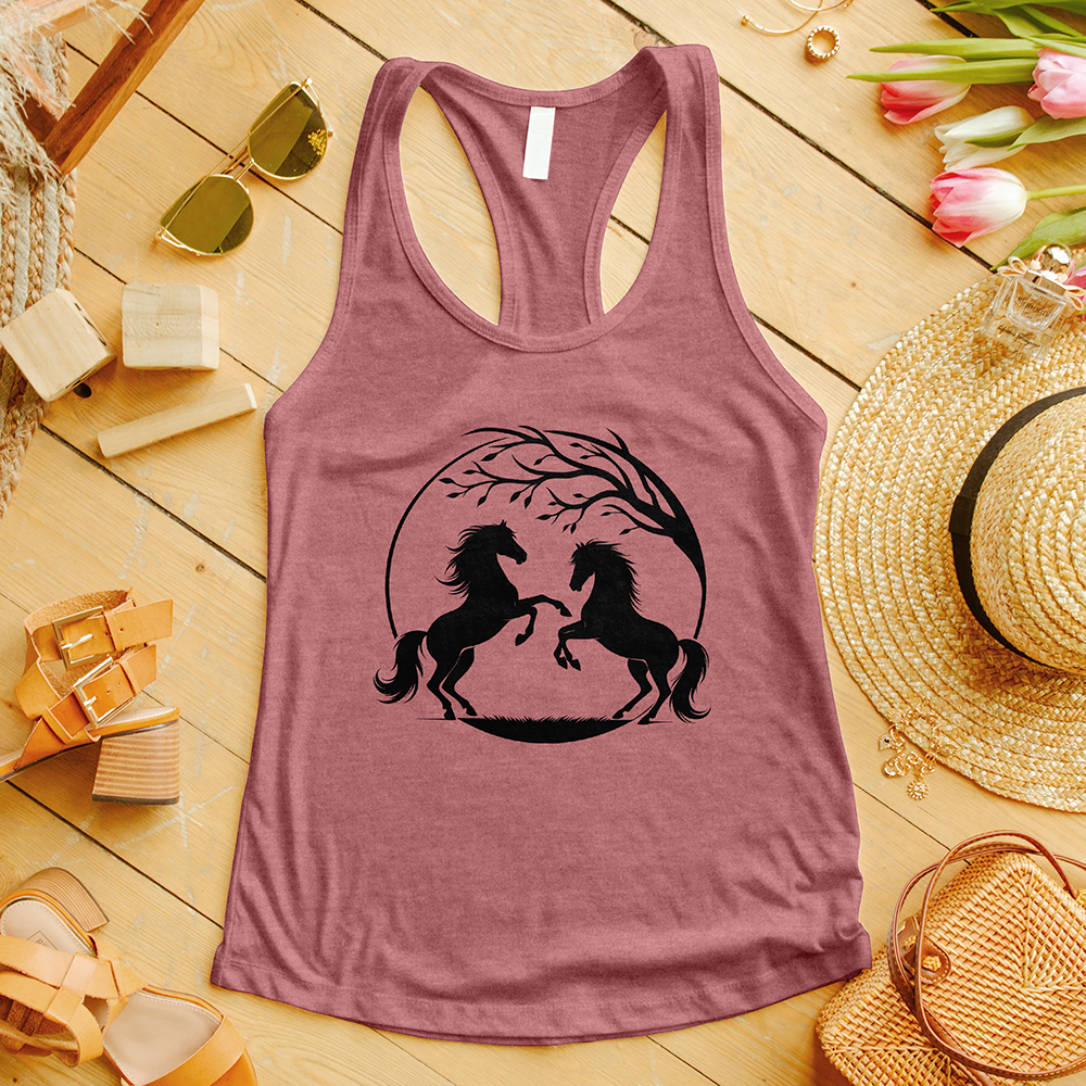 Horses With a Tree Branch Tank Top