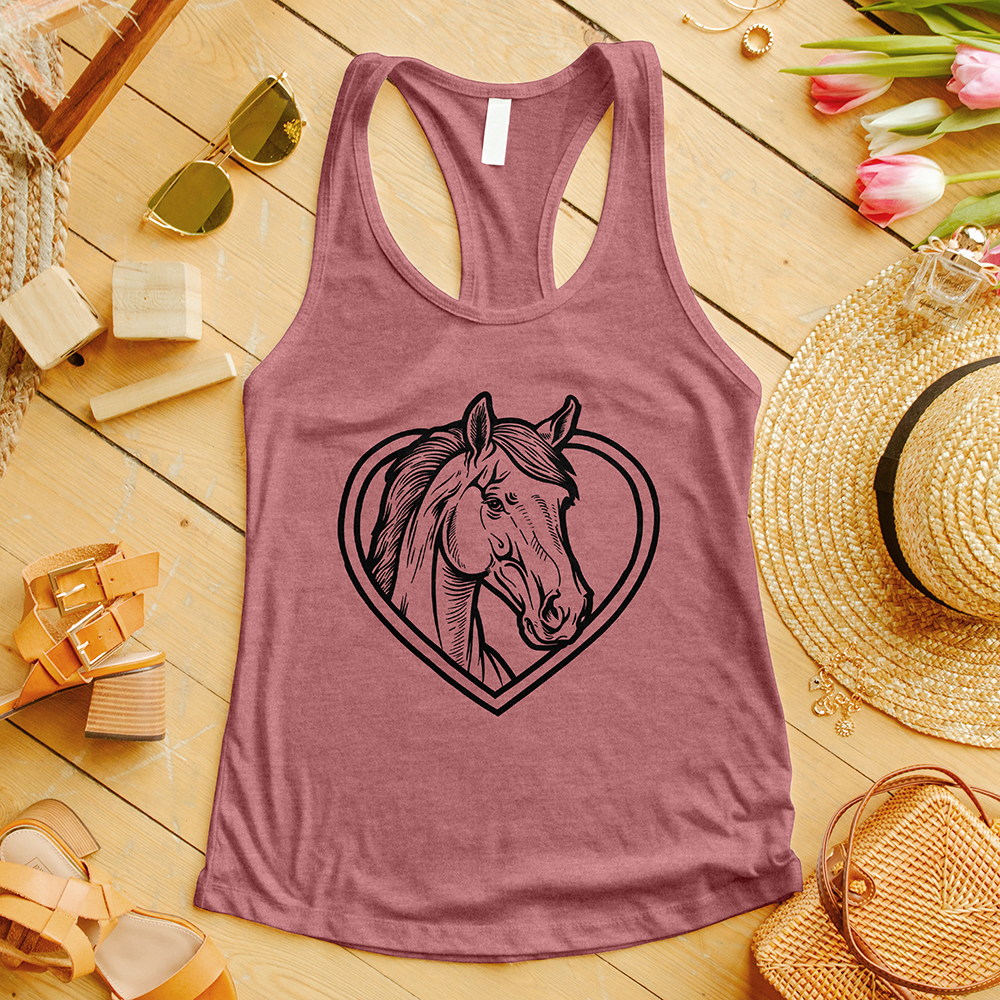 Horse Head Inside a Heart Tank Top