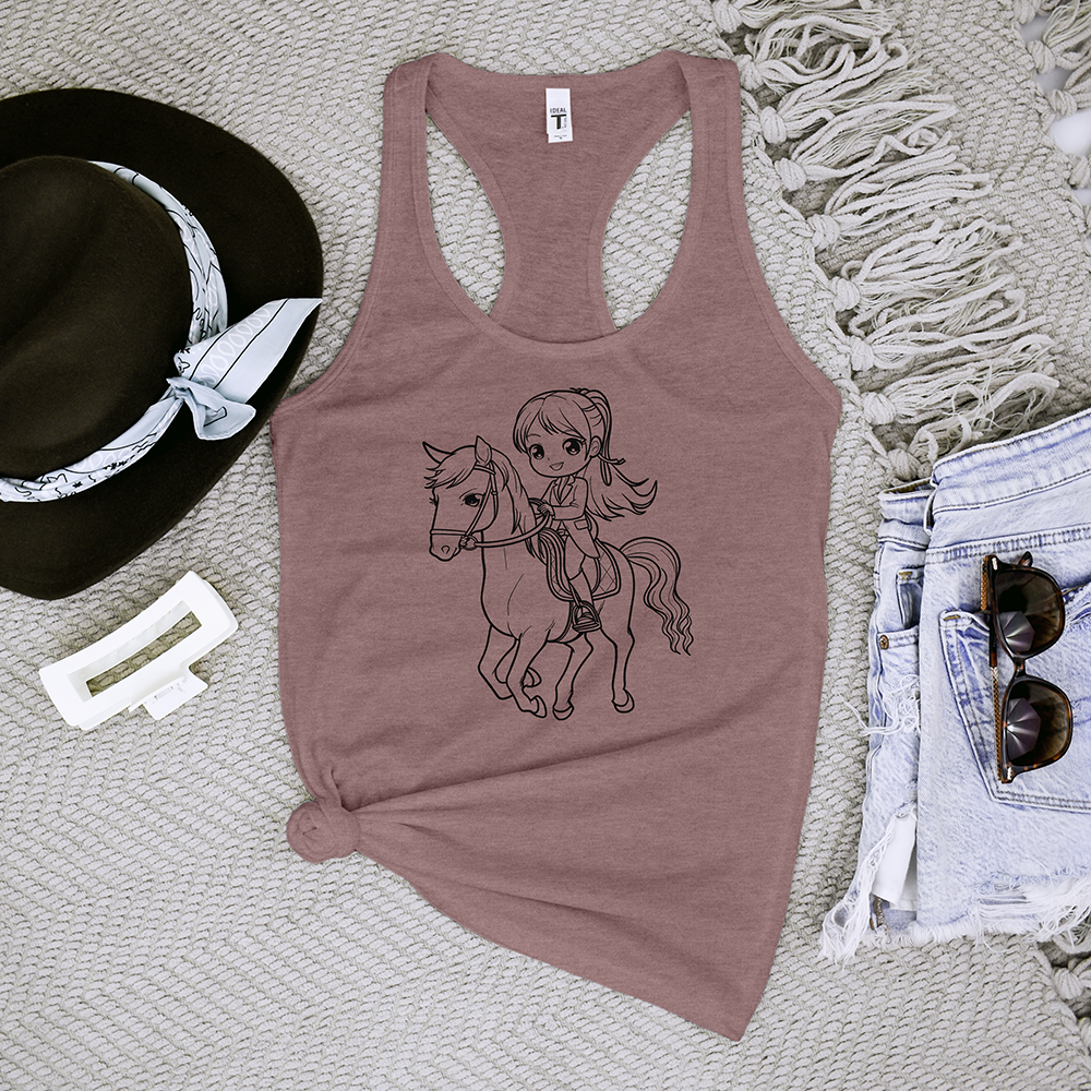 Girl Riding Horse Tank Top