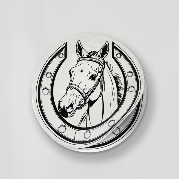 Horses head inside a horseshoe Sticker