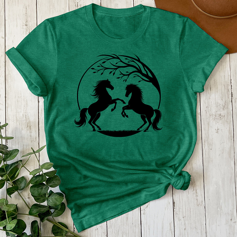 Horses with a Tree Branch Tee