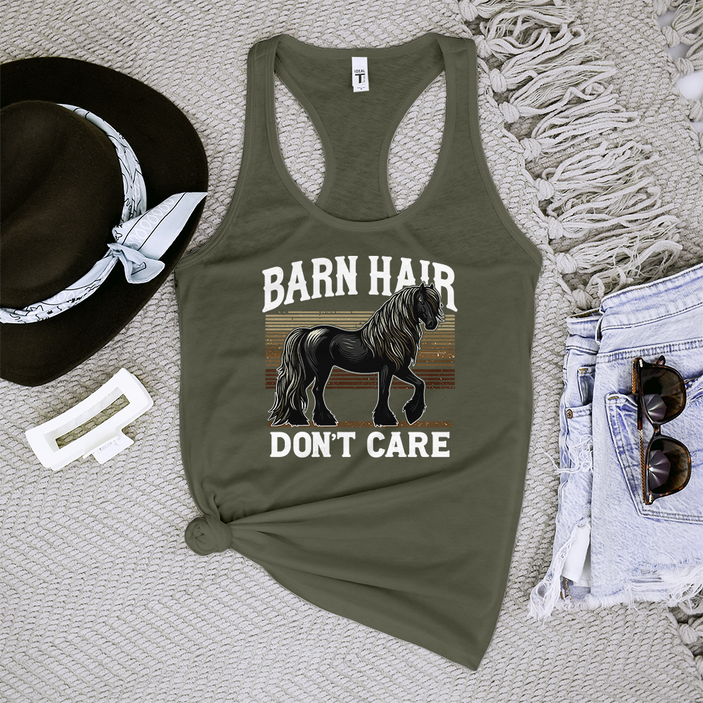 Barn Hair, Don't Care Black Tank Top