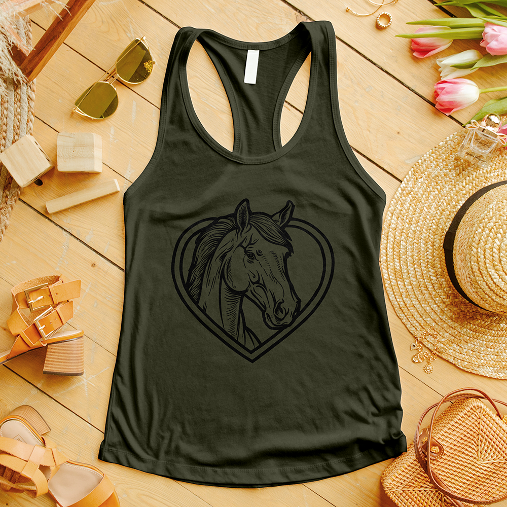 Horse Head Inside a Heart Tank Top