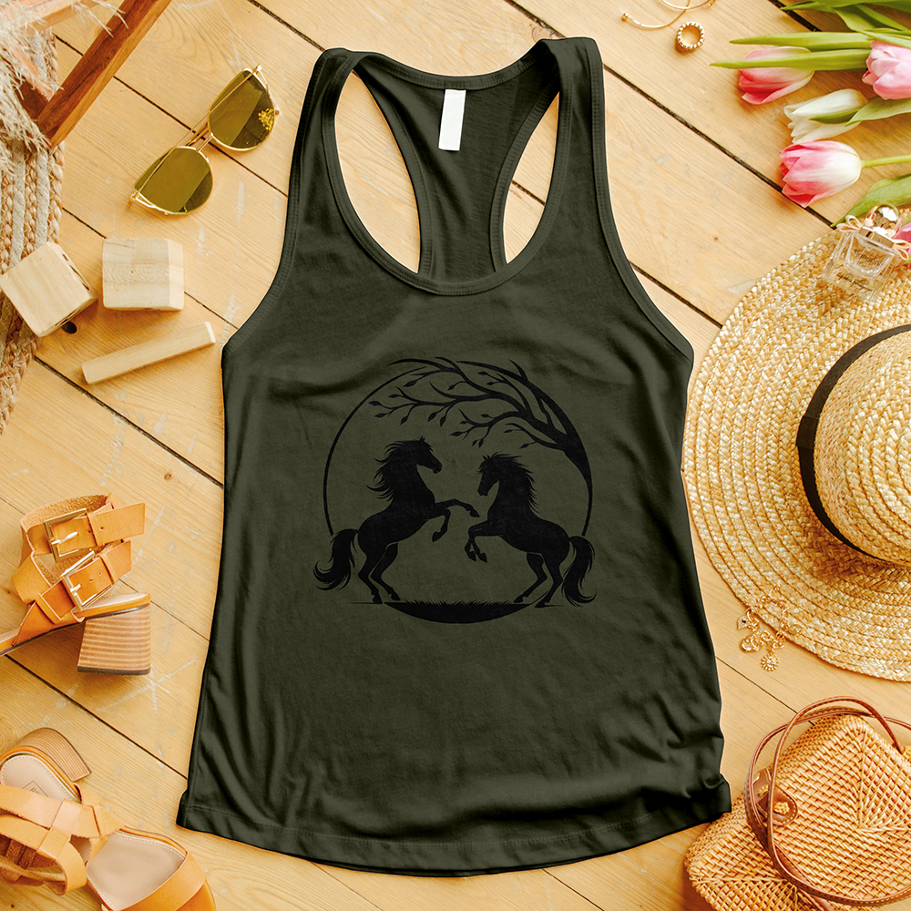 Horses With a Tree Branch Tank Top