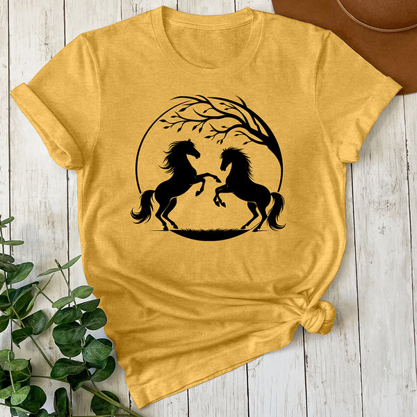 Horses with a Tree Branch Tee